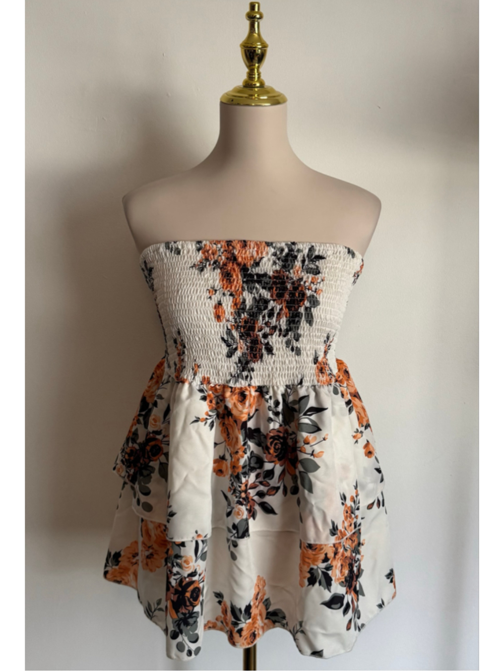 Women's Shein Curve Floral Mini Skirt, Size 4X, White and Orange